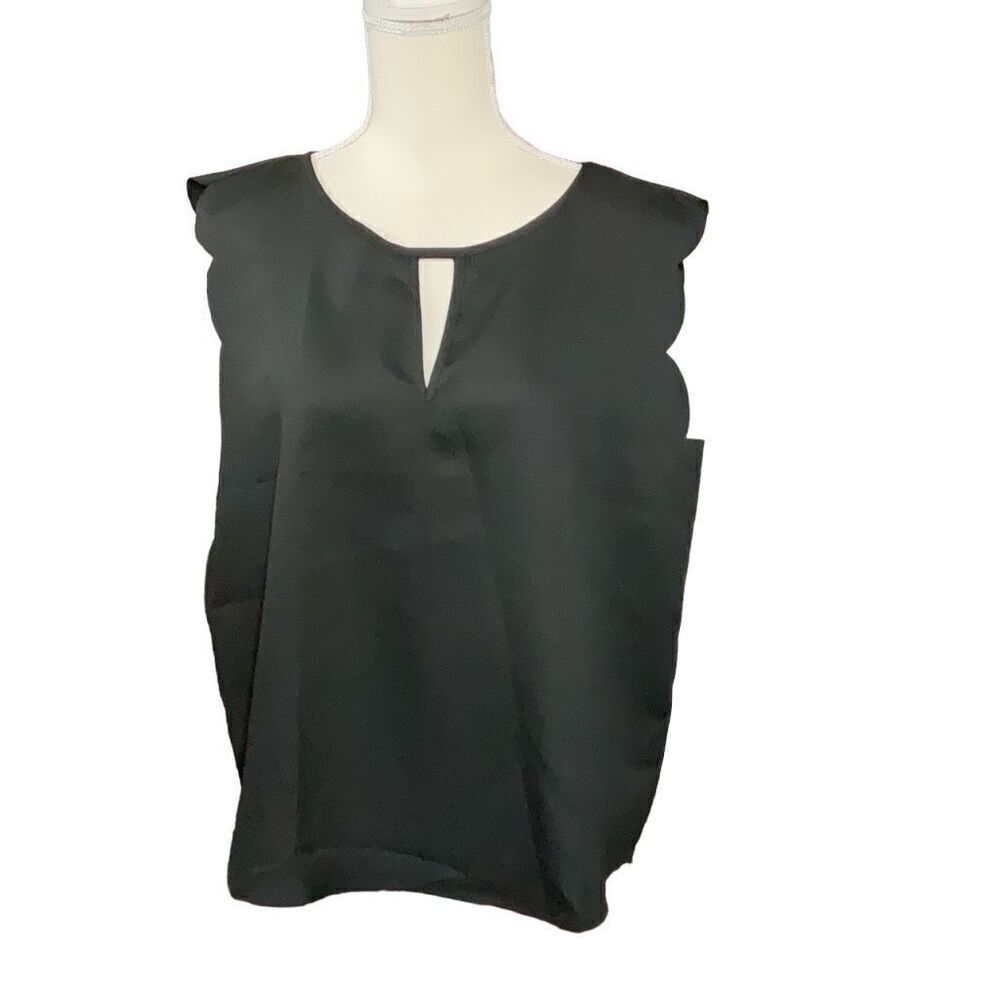 Emery Rose Black Shell Camisole Sleeveless Scalloped Shoulders Keyhole NWT Sz XL